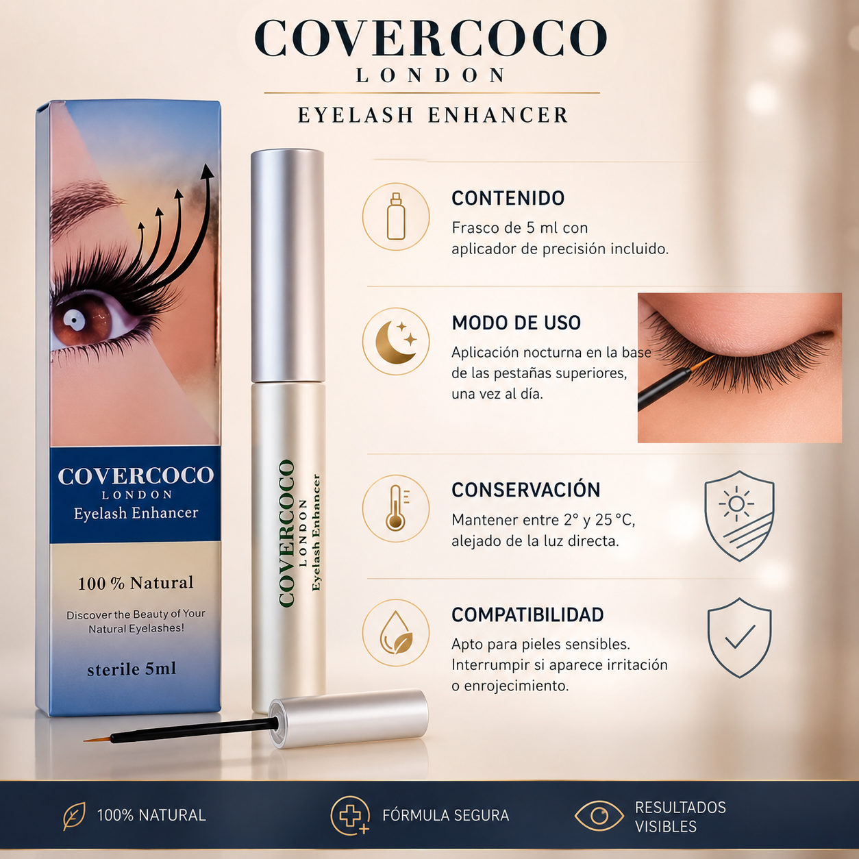 Covercoco® - Fortalece y alarga tus pestañas con uso diario nocturno.