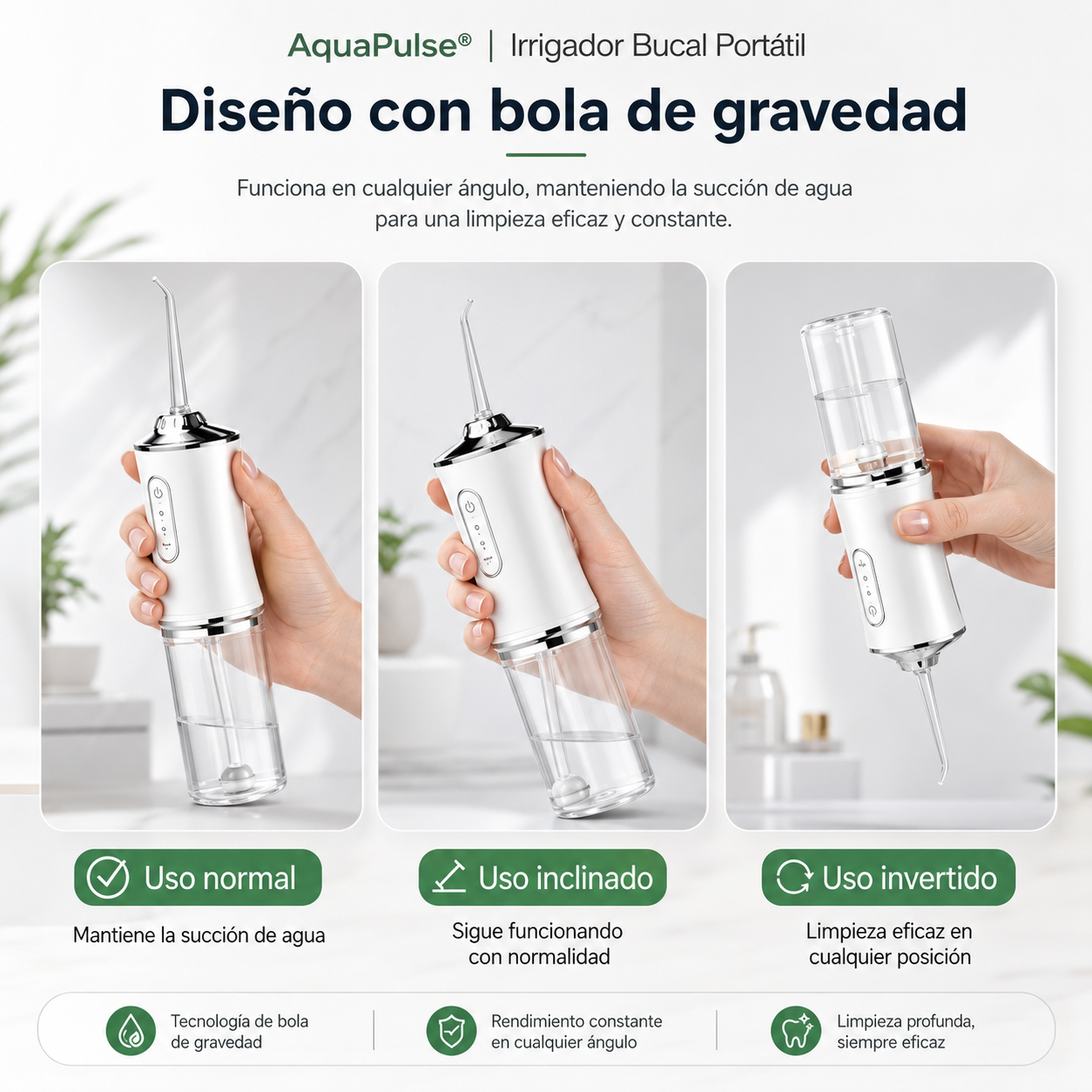 AquaPulse® - Limpia donde el cepillo no llega.