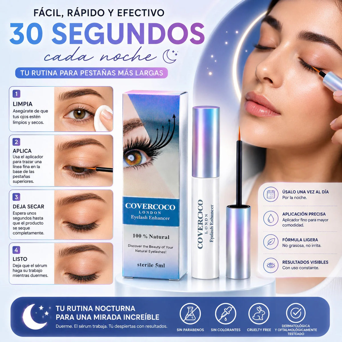 Covercoco® - Fortalece y alarga tus pestañas con uso diario nocturno.