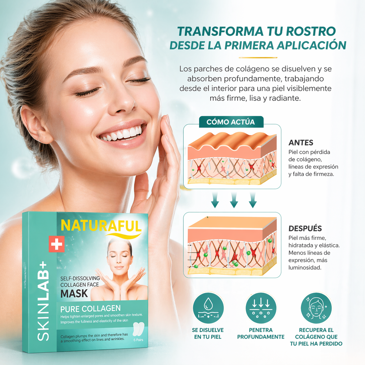 DermFix Colágeno - Colágeno puro que se disuelve directo en tu piel.
