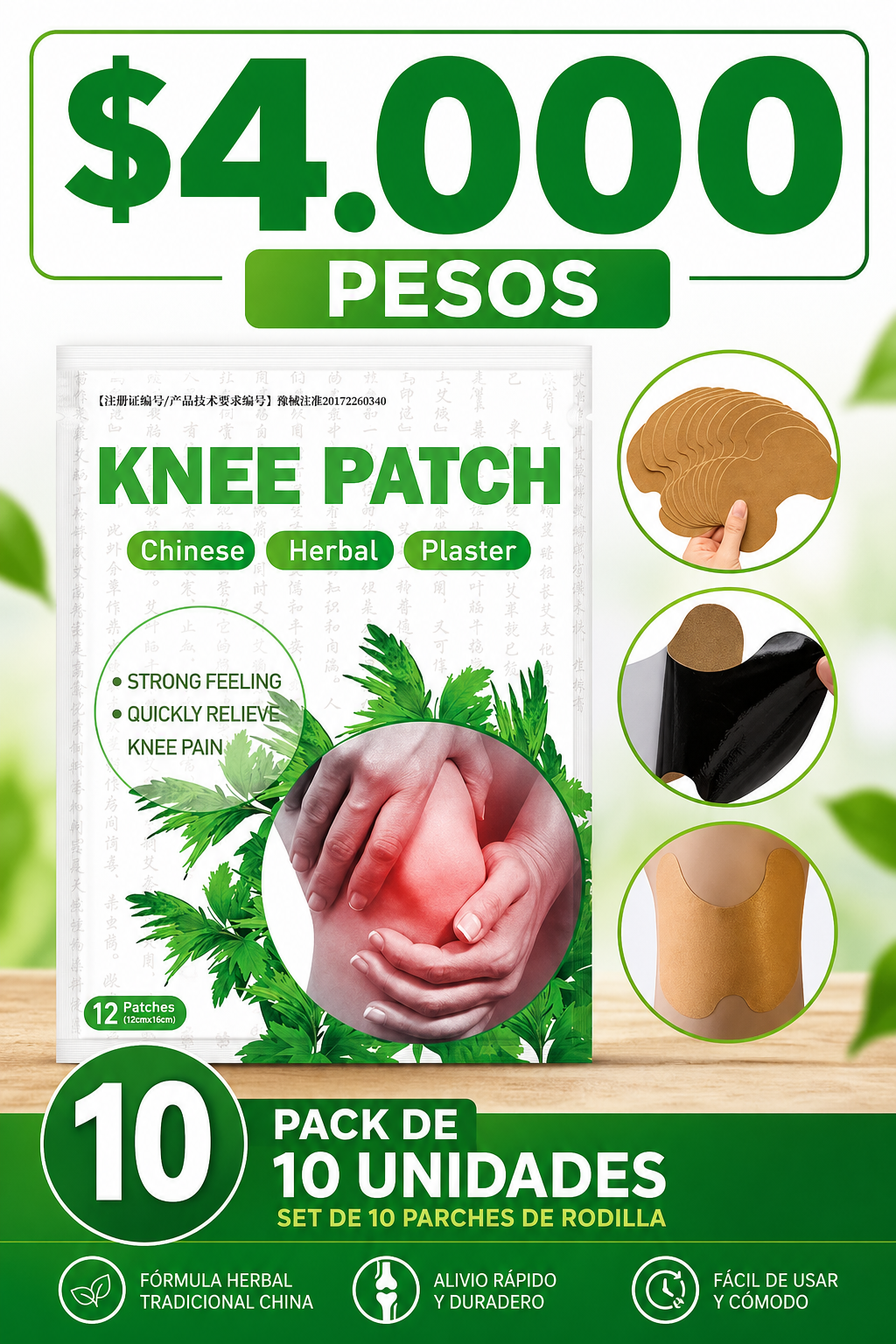 PARCHES PARA DOLOR DE RODILLA 10unidades