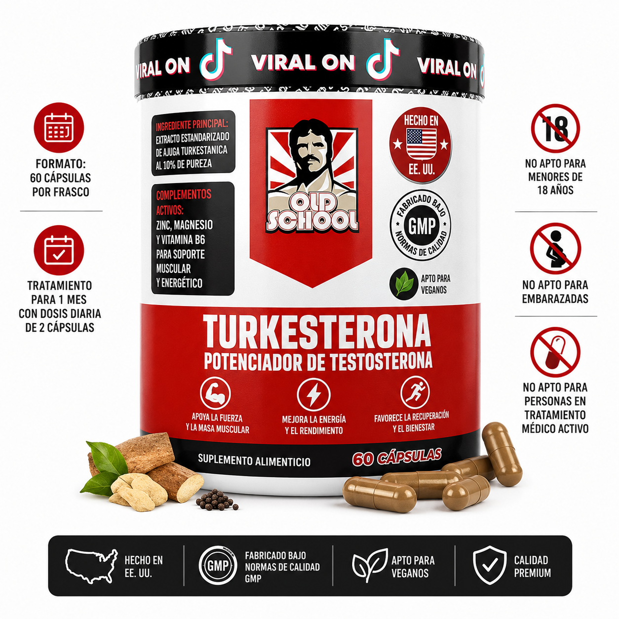 Turkesterone - Más energía y fuerza sin hormonas artificiales.