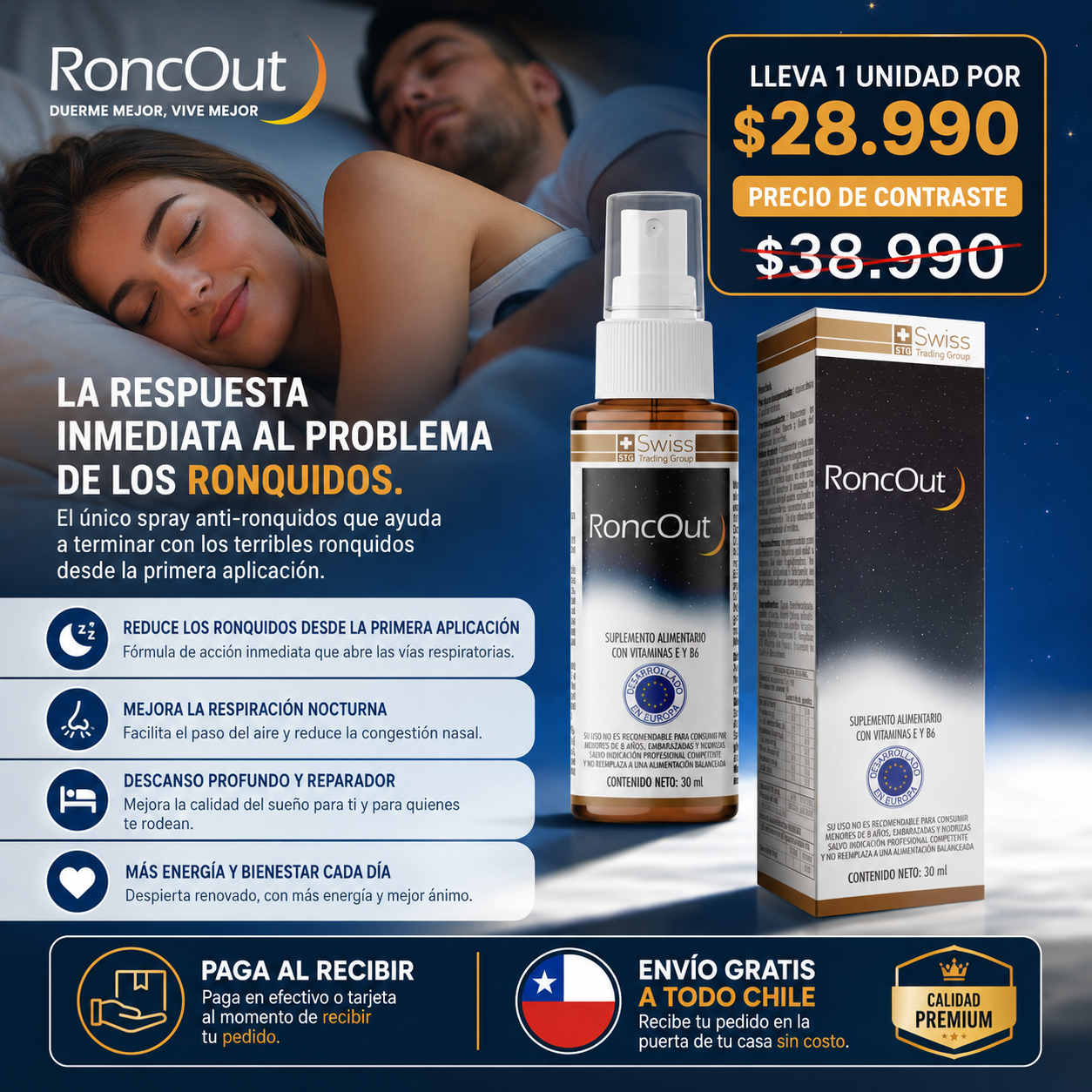 RoncOut®  - Termina con los ronquidos desde la primera aplicación.