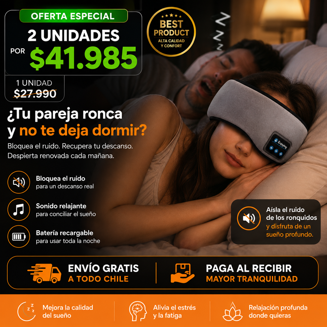 Antifaz Bluetooth Premium - Bloquea la luz y pon tu mente a descansar.