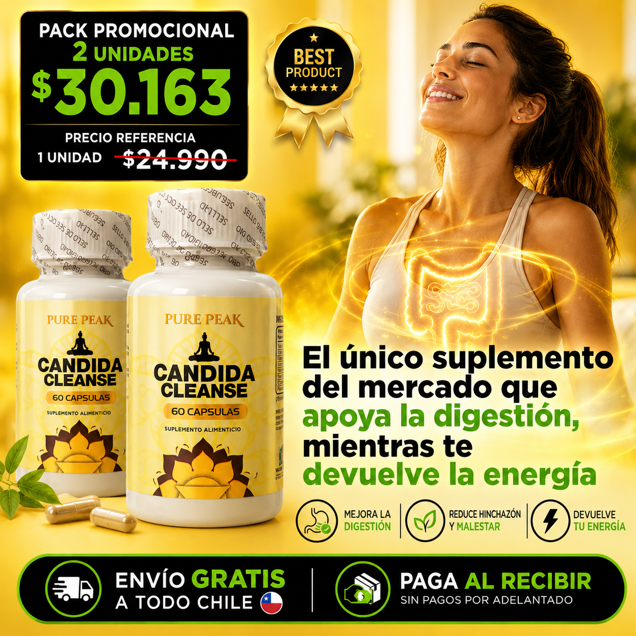 Candida Cleanse - Menos hinchazón, más bienestar diario.