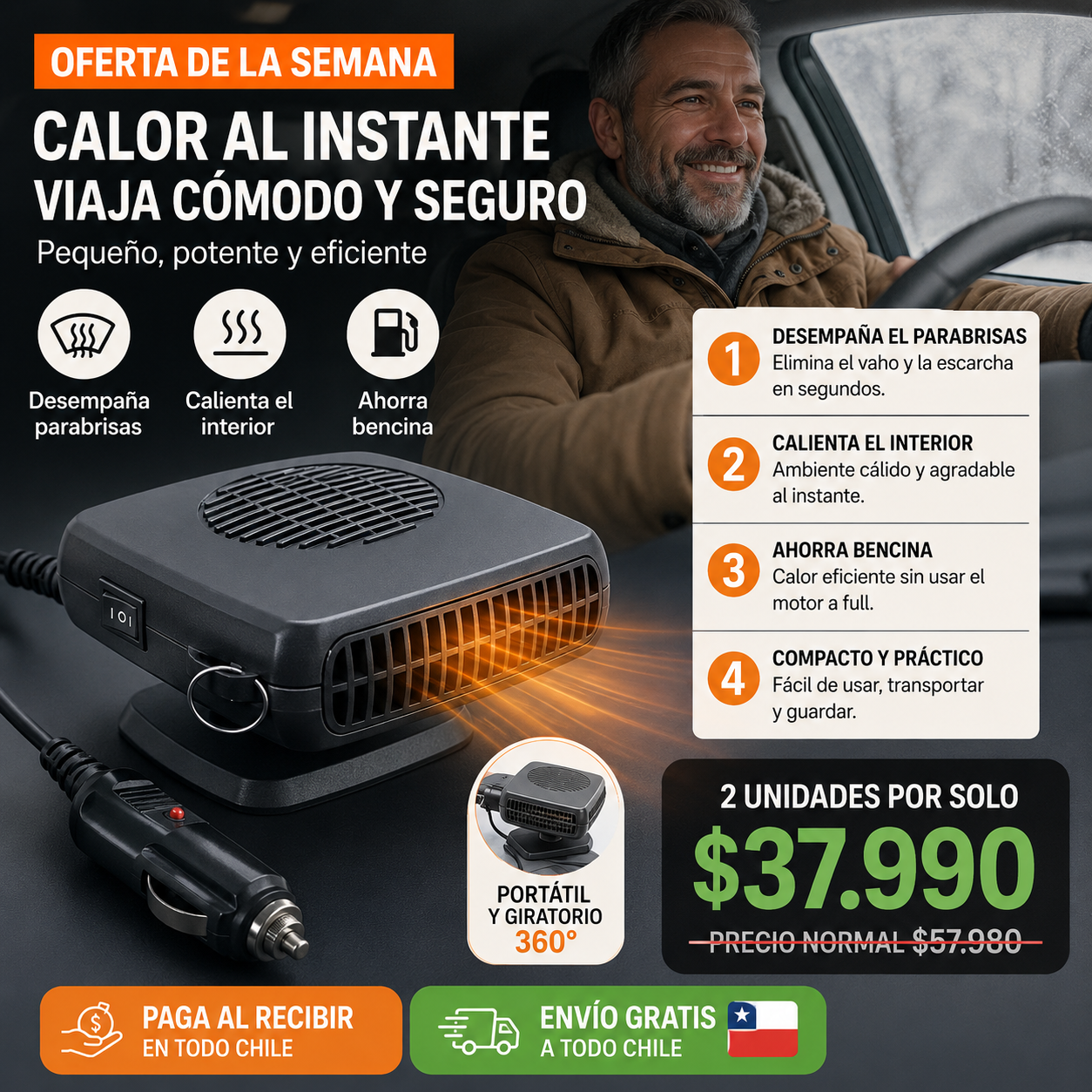 AutoHeat Max™ - Calor inmediato y mejor visibilidad en cada viaje.