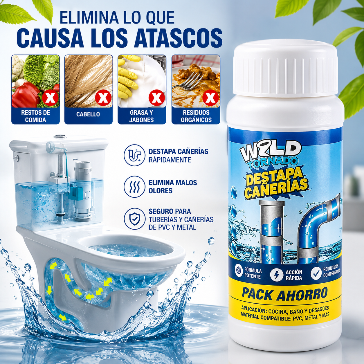 DestapaCaño Pro™ - Destapa cañerías sin esfuerzo.