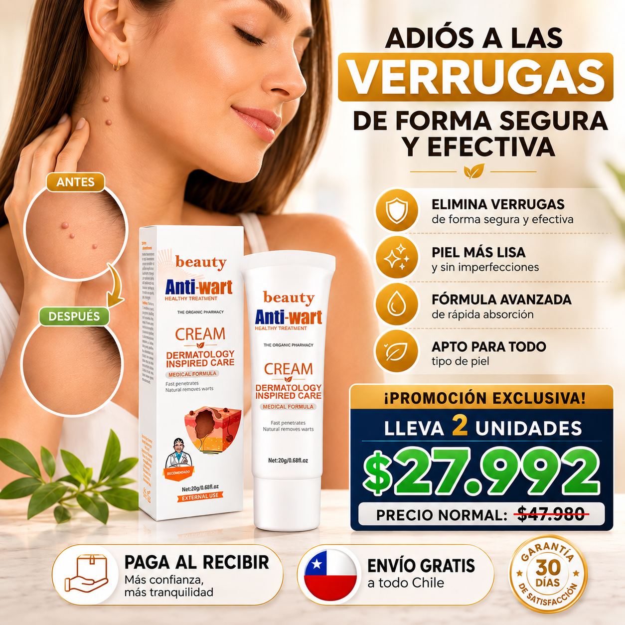 Anti-Wart® | Disuelve verrugas naturalmente, sin dejar marca.