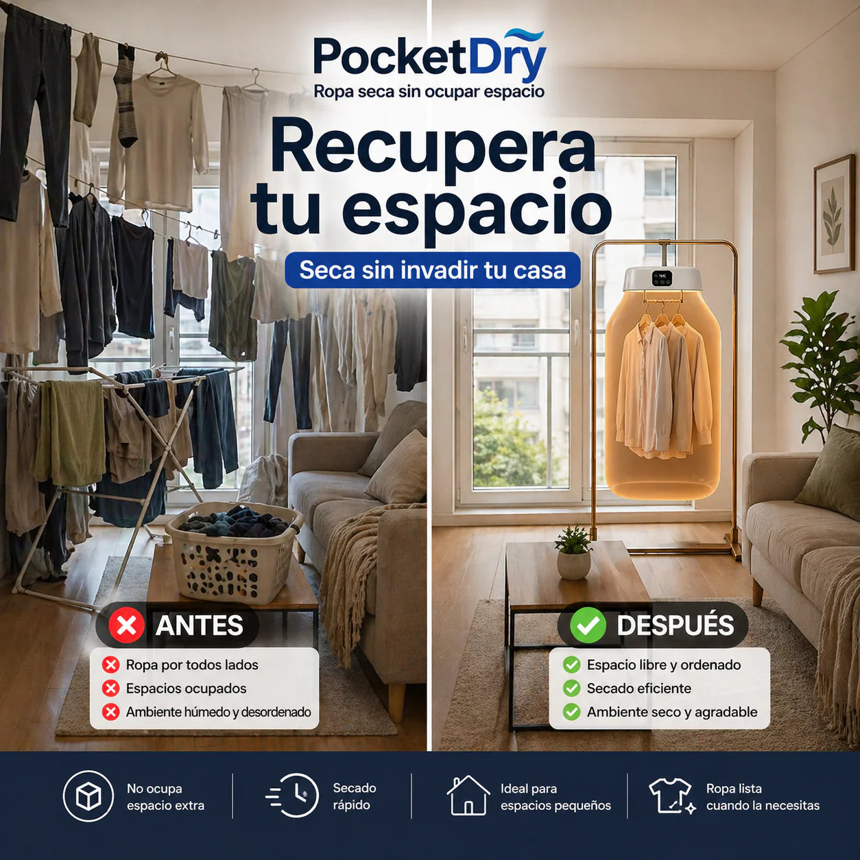 PocketDry - Seca tu ropa en cualquier rincón en minutos.