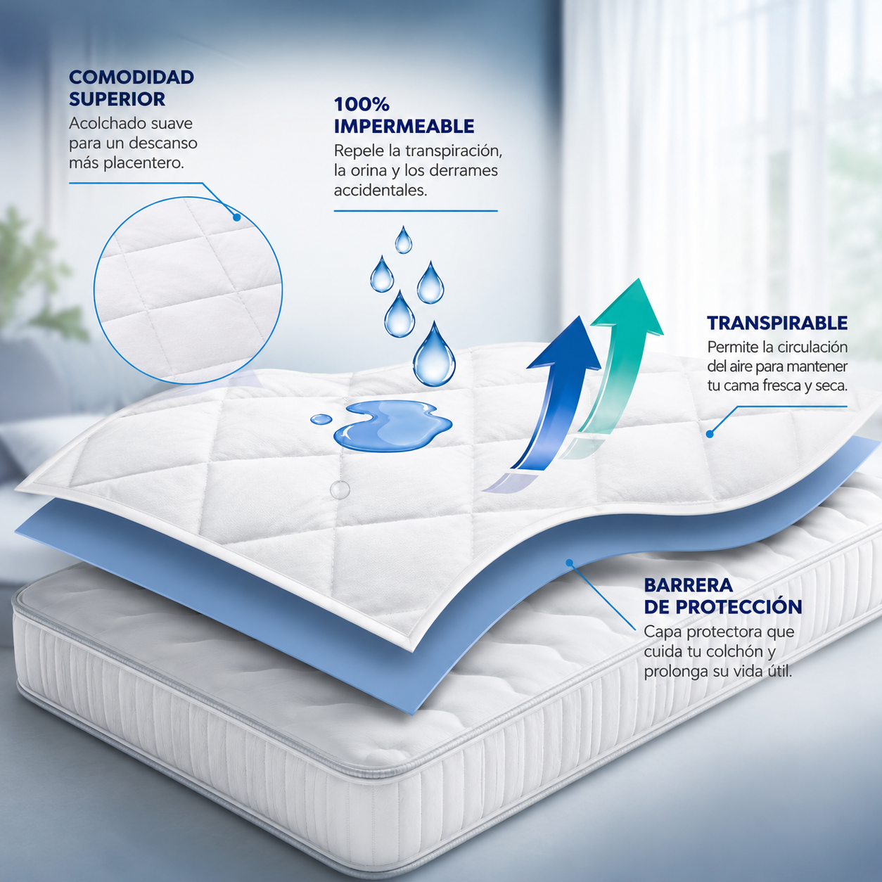 AquaShield® - Tu colchón intacto por años.