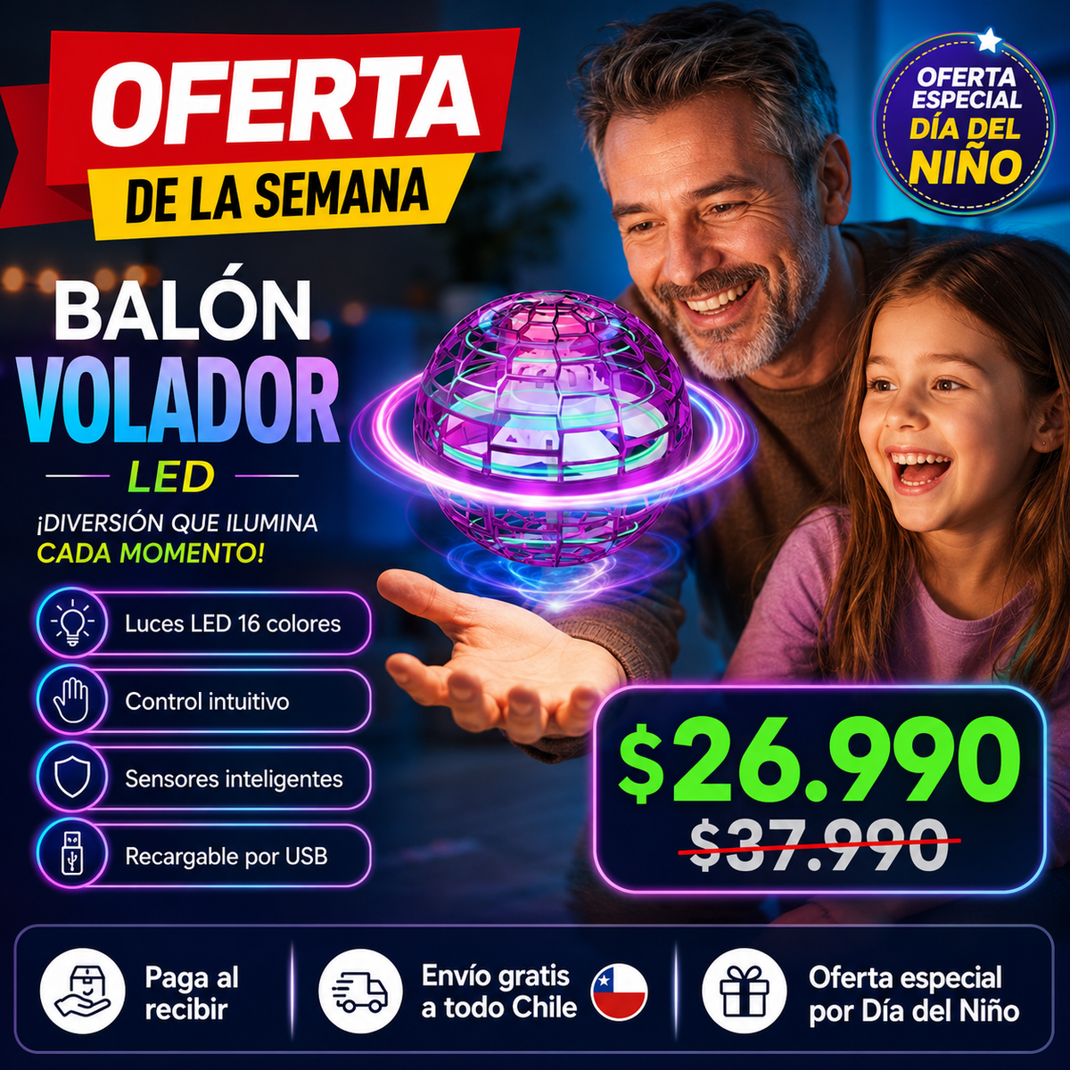 FlyNova - Vuela, gira y vuelve a tu mano. - Asegúrate en el Día del Niño.