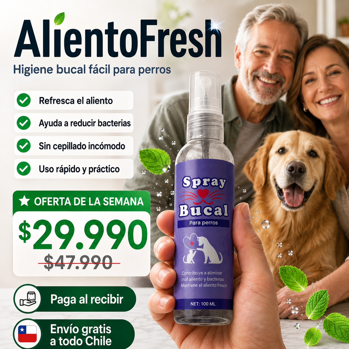 AlientoFresh® — Spray Oral para Mascotas.