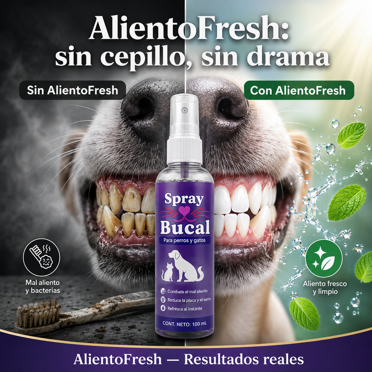 AlientoFresh® — Spray Oral para Mascotas.
