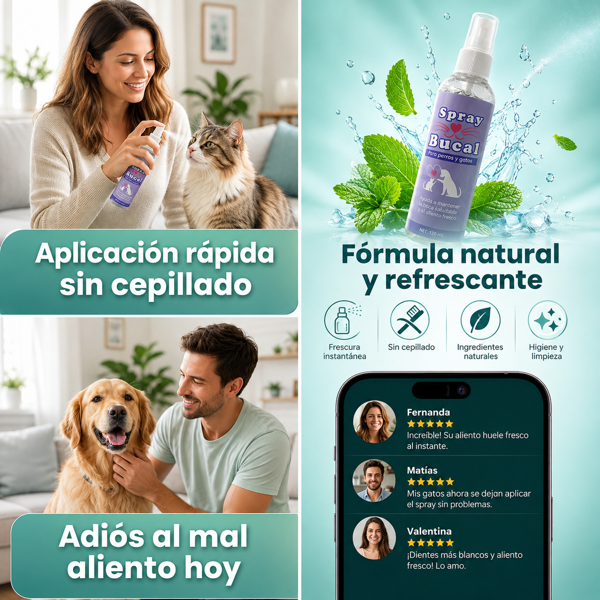 AlientoFresh® — Spray Oral para Mascotas.