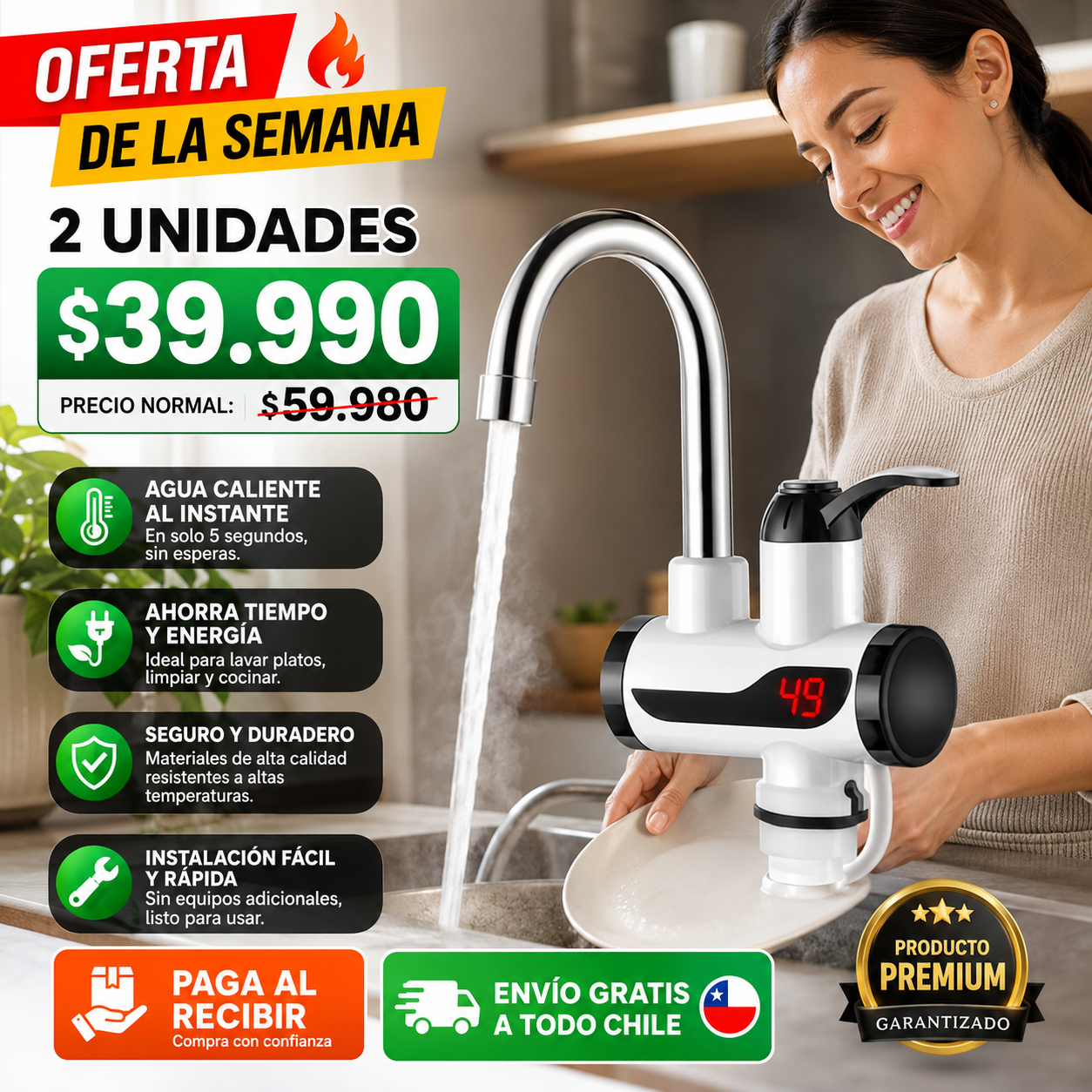 AquaHeat® — Agua caliente en 5 segundos