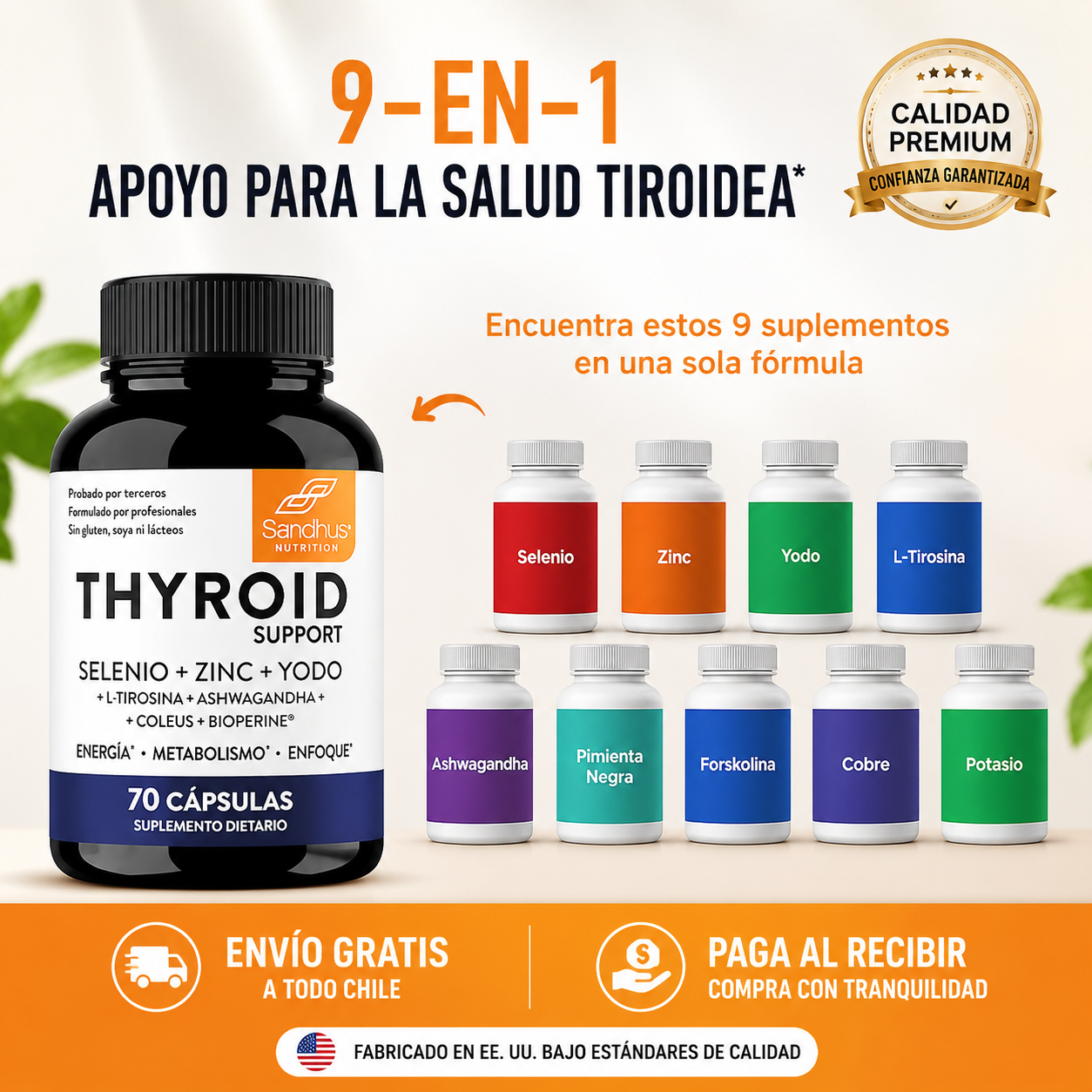Thyroid Support - 9 nutrientes que tu tiroides necesita.