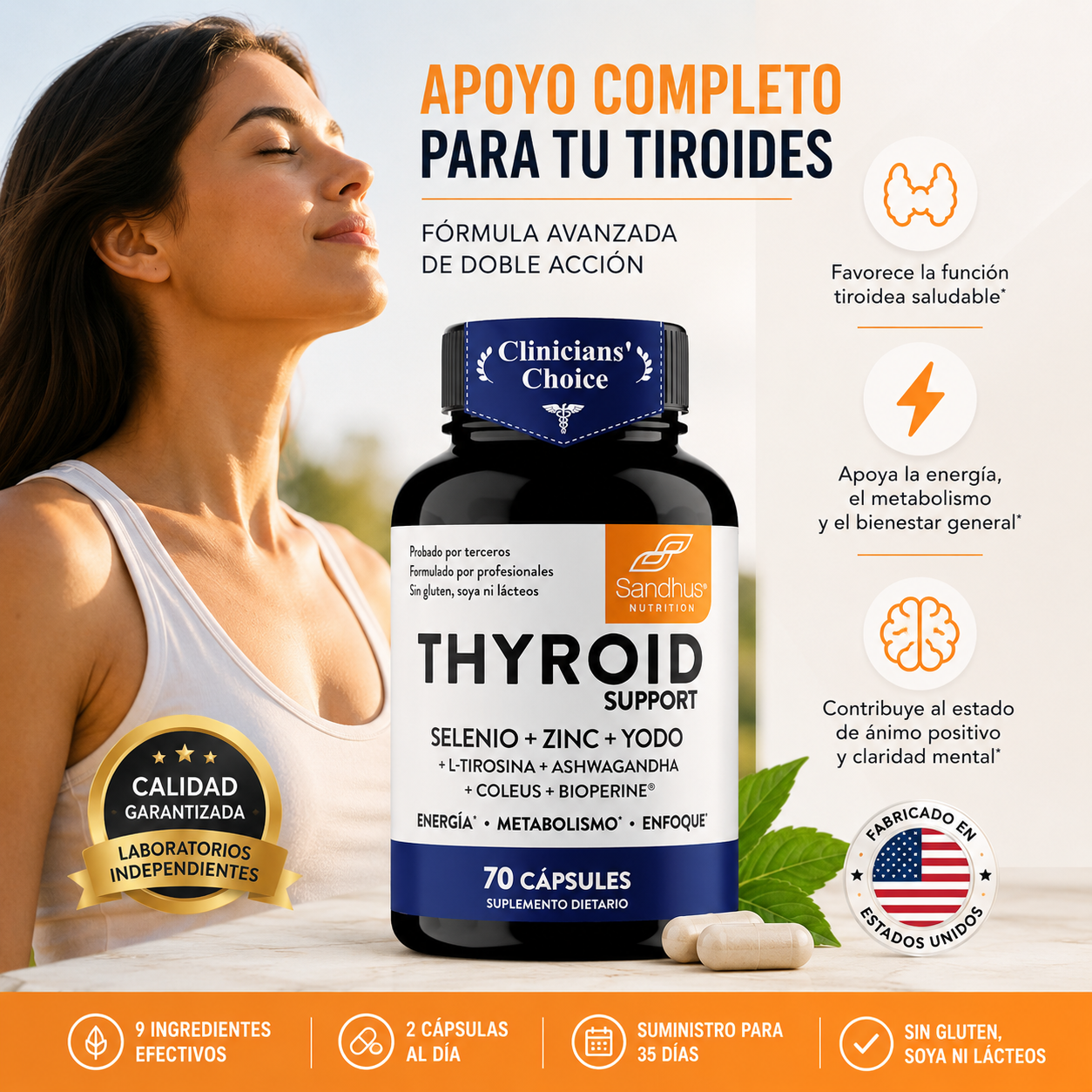 Thyroid Support - 9 nutrientes que tu tiroides necesita.