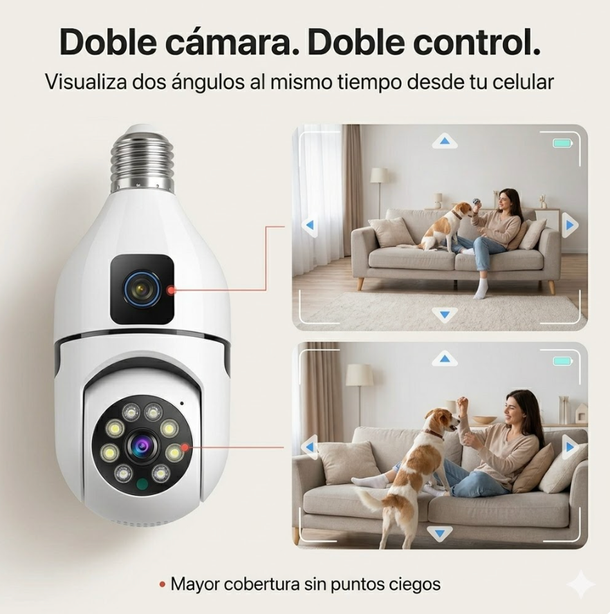 LumiCam 360 - Seguridad total disfrazada de ampolleta - ¡Adquiere la tuya hoy y te enviamos otra de regalo!