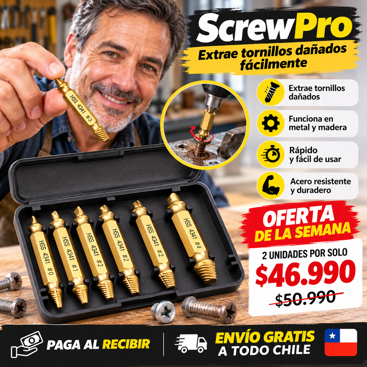 ScrewPro - Extrae tornillos dañados fácilmente