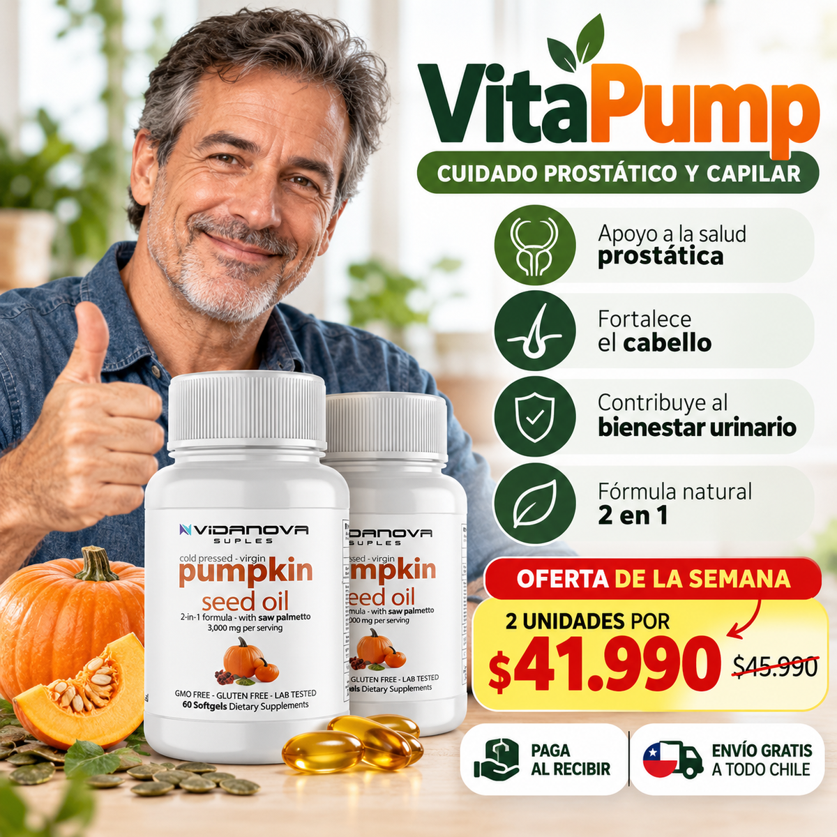 VitaPump - Cuidado prostático y capilar